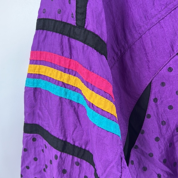 Vintage Adolfo Sport Women’s Windbreaker Jacket Small 90’s Neon Purple Full Zip - Picture 3 of 8